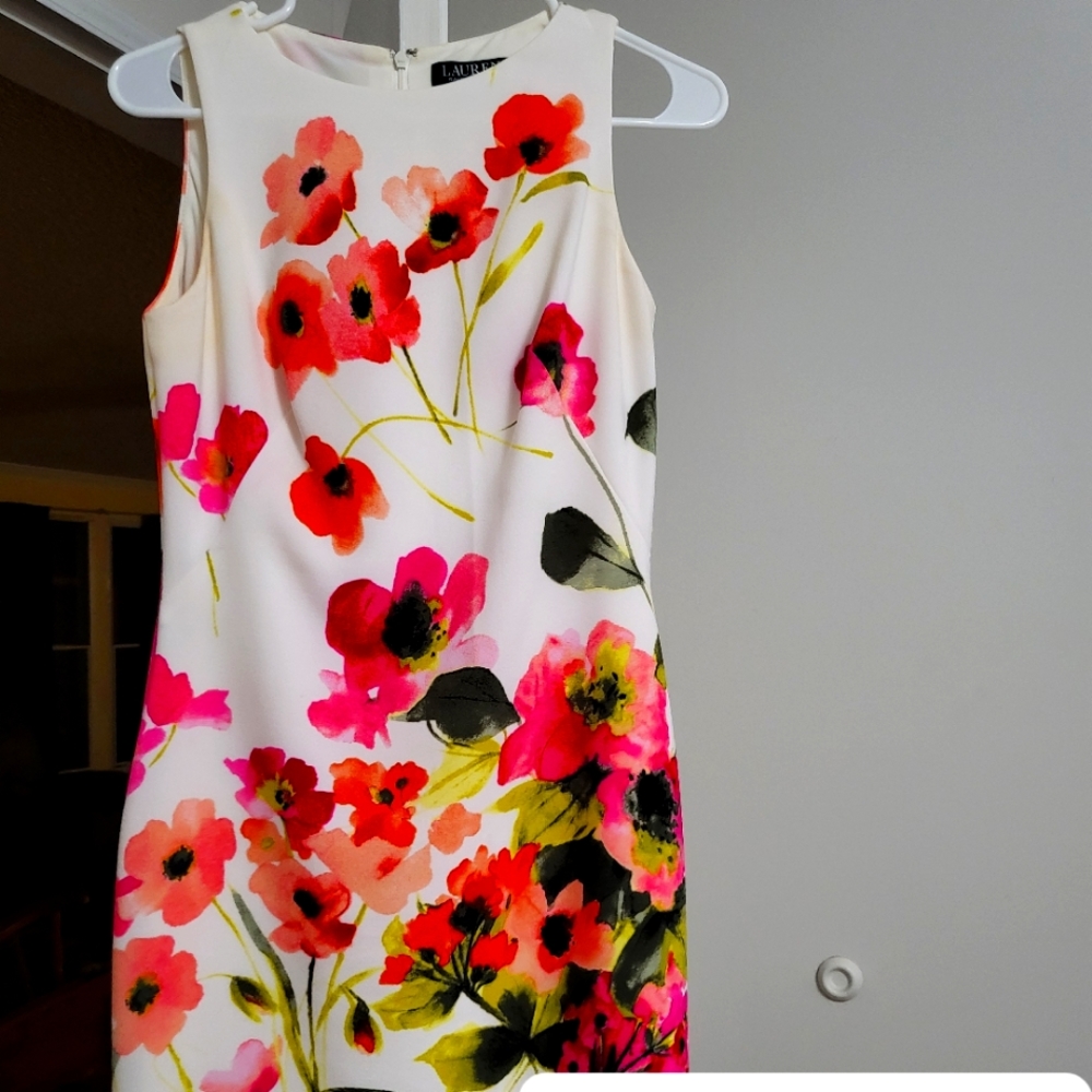 Lined floral print dress